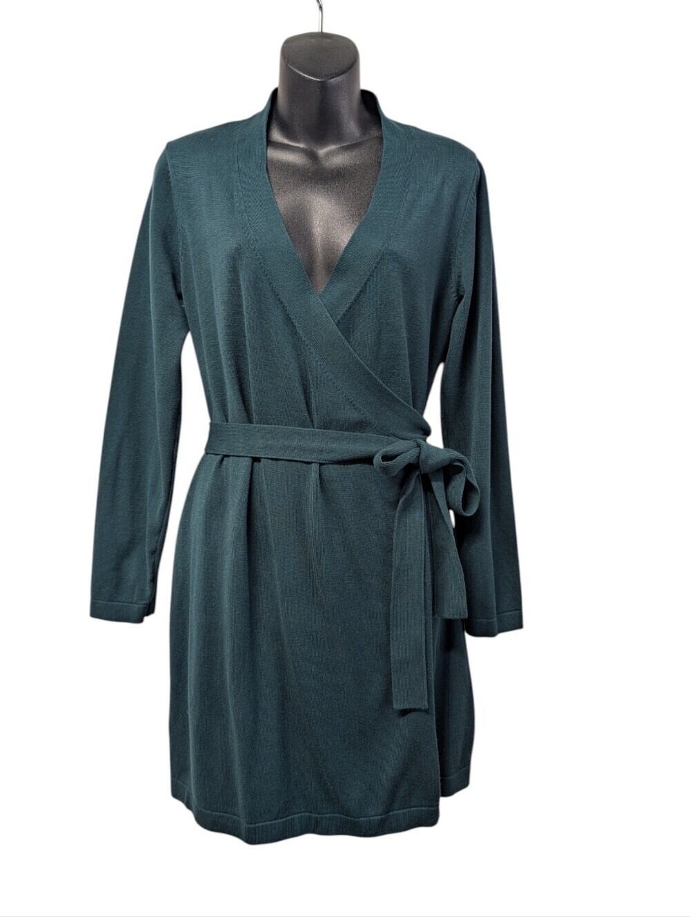 Lulus Emerald Green Long Sleeve Knit Wrapped Tie Waist Sweater Cardigan Size M